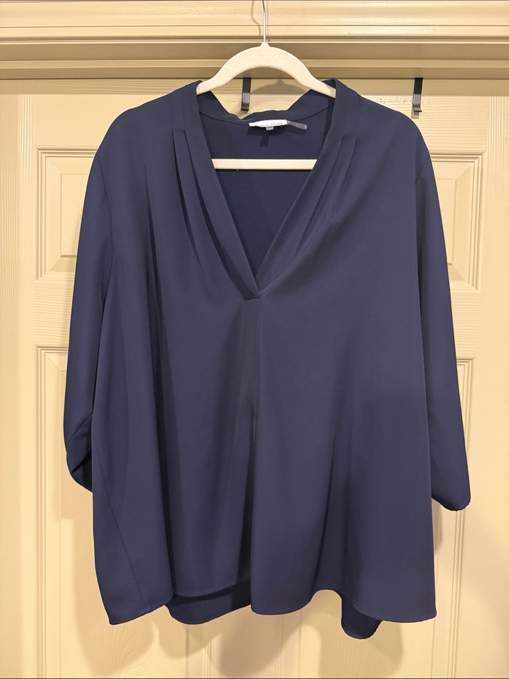 Women's Navy V-Neck Blouse
